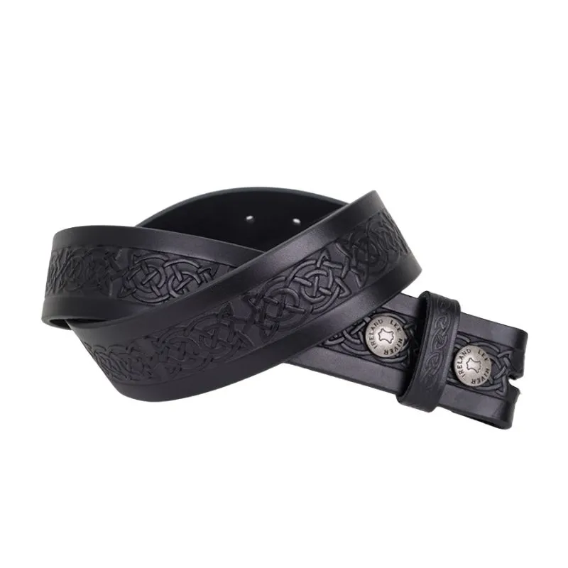 B20010 BLACK Colour Eternal Knot Irish Leather Belt Gaelsong