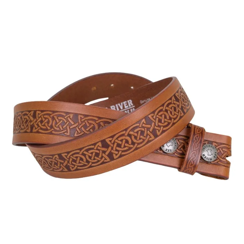 B20010 BROWN Colour Eternal Knot Irish Leather Belt Gaelsong