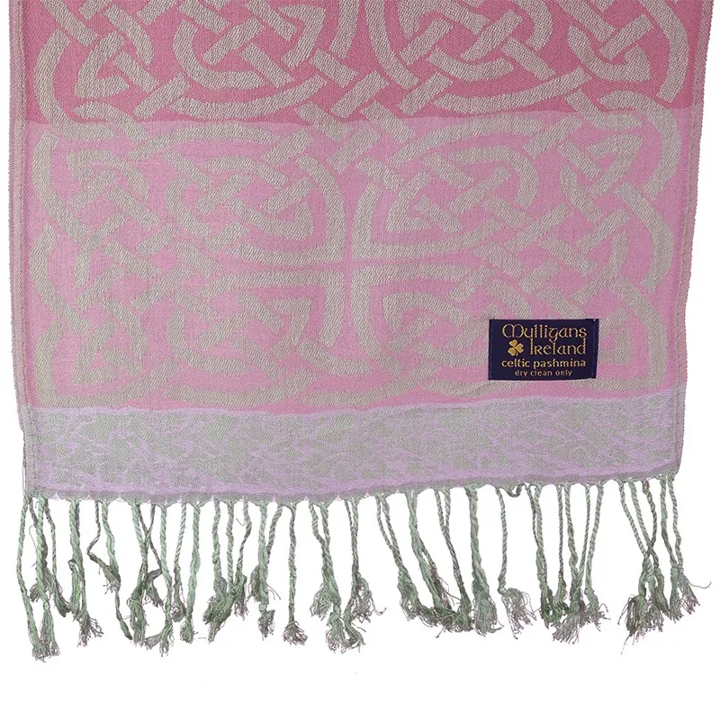B30135 Irish Rose Knotwork Pashmina Scarf Fringed Edges Gaelsong