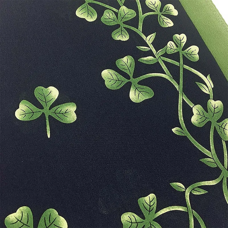 B30145 Shamrock Sprig Silk Scarf Closeup View Gaelsong