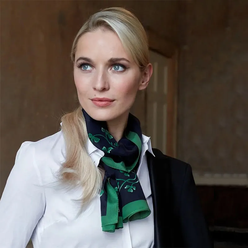 B30145 Shamrock Sprig Silk Scarf Different Styling Gaelsong