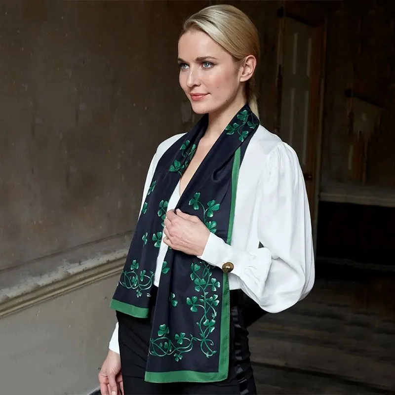 B30145 Shamrock Sprig Silk Scarf Lifestyle Gaelsong