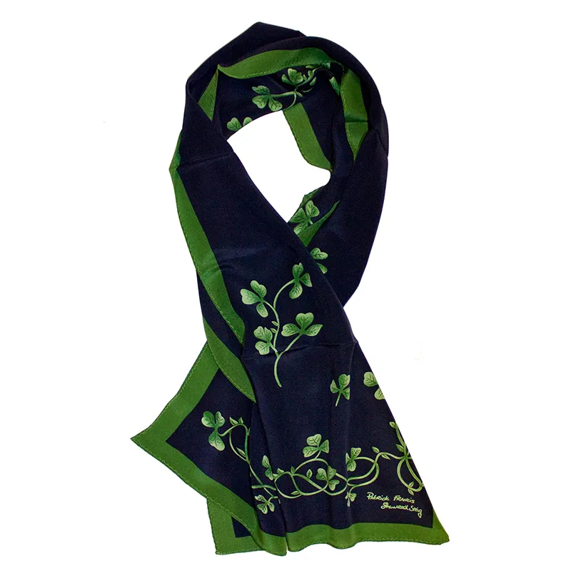 B30145 Shamrock Sprig Silk Scarf Studio Gaelsong