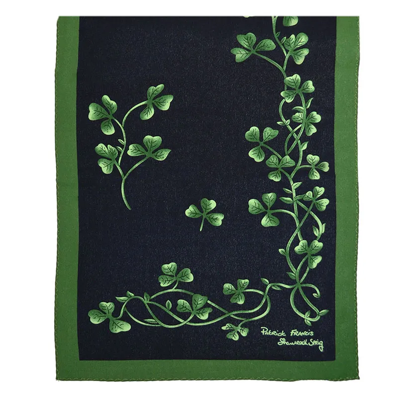 B30145 Shamrock Sprig Silk Scarf Unfolded Gaelsong