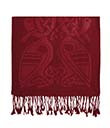 Red Pure Wool Celtic Designed Scarf with Fringed Trims view 2