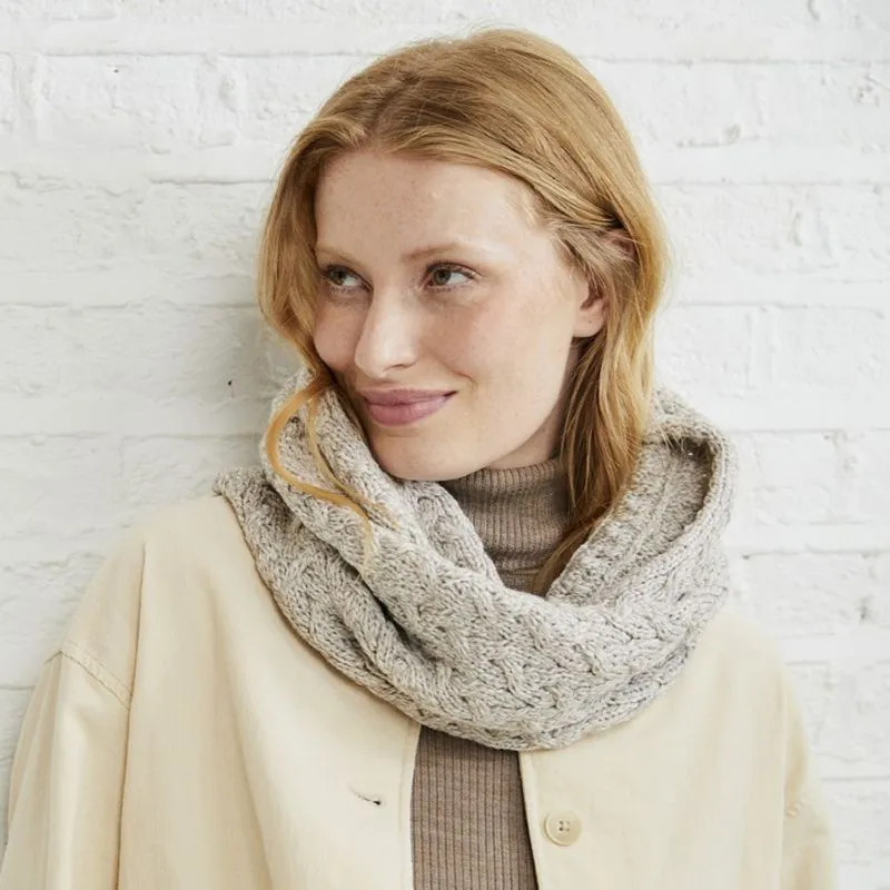 B30193 OATMEAL Colour  SuperSoft Merino Cable Infinity Scarf Gaelsong