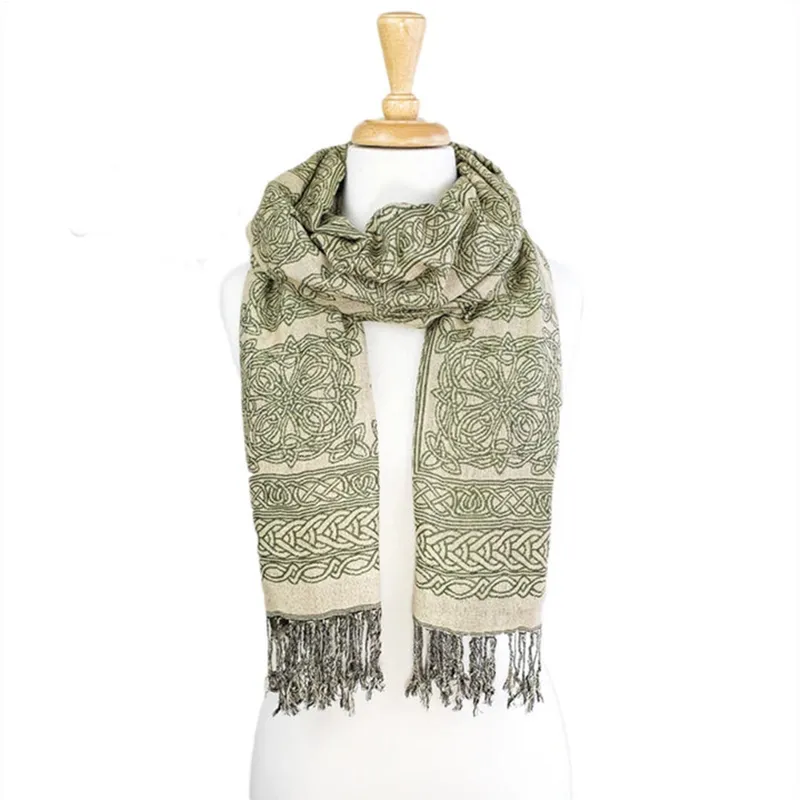 B30215 Dark Green Celtic Knot Scarf Gaelsong