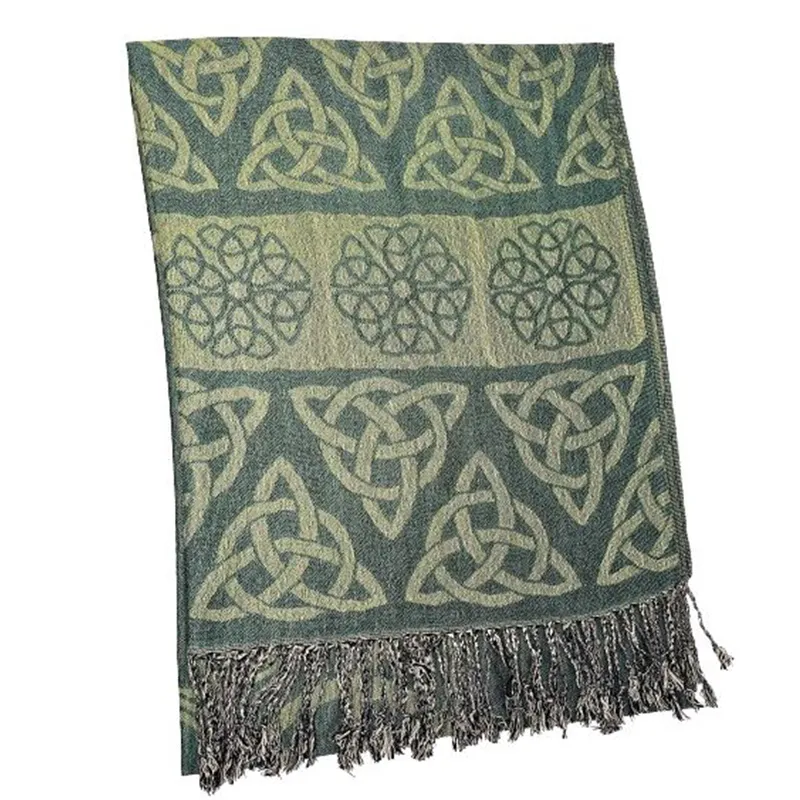 B30216 Viscose Trinity Knot Scarf - Kelly & Lime Folded View  Gaelsong
