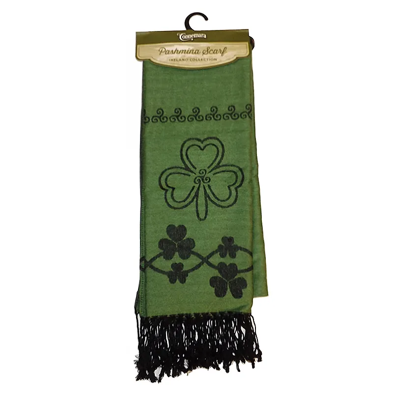 B30241 Green Shamrock Designed Scarf Studio Gaelsong