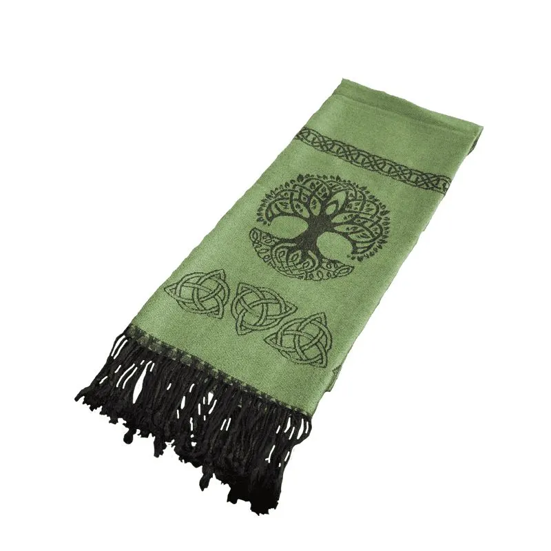 B30242 Fringed Celtic Tree of Life Scarf Studio Gaelsong