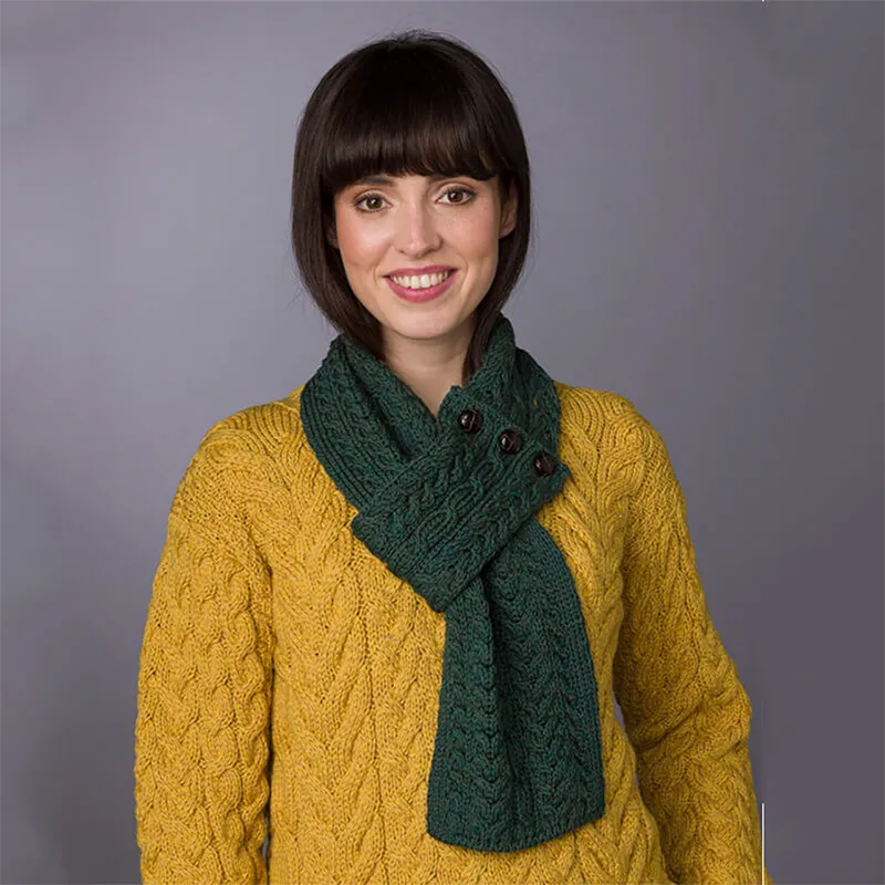 B30245 Color CONNEMARA GREEN Patchwork Aran Wool Throw Gaelsong