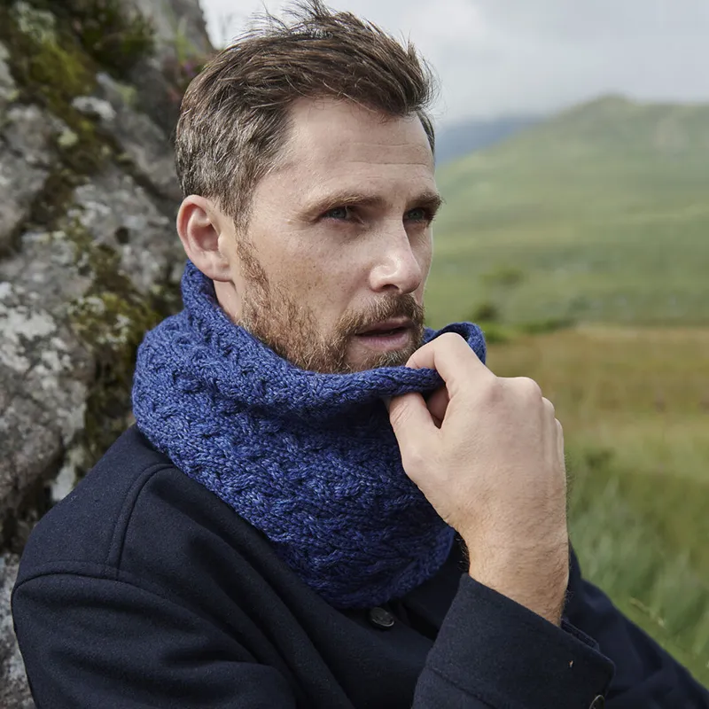 B30248 DENIM SuperSoft Merino Wool Men's Irish Loop Scarf Gaelsong
