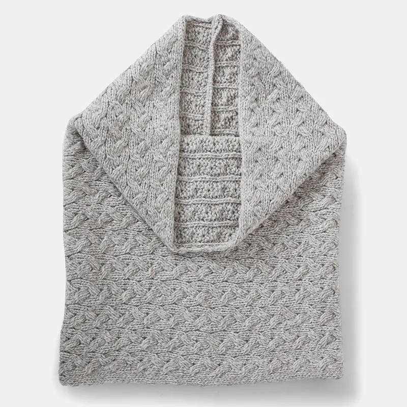 B30248 OATMEAL SuperSoft Merino Wool Men's Irish Loop Scarf Unfolded Gaelsong