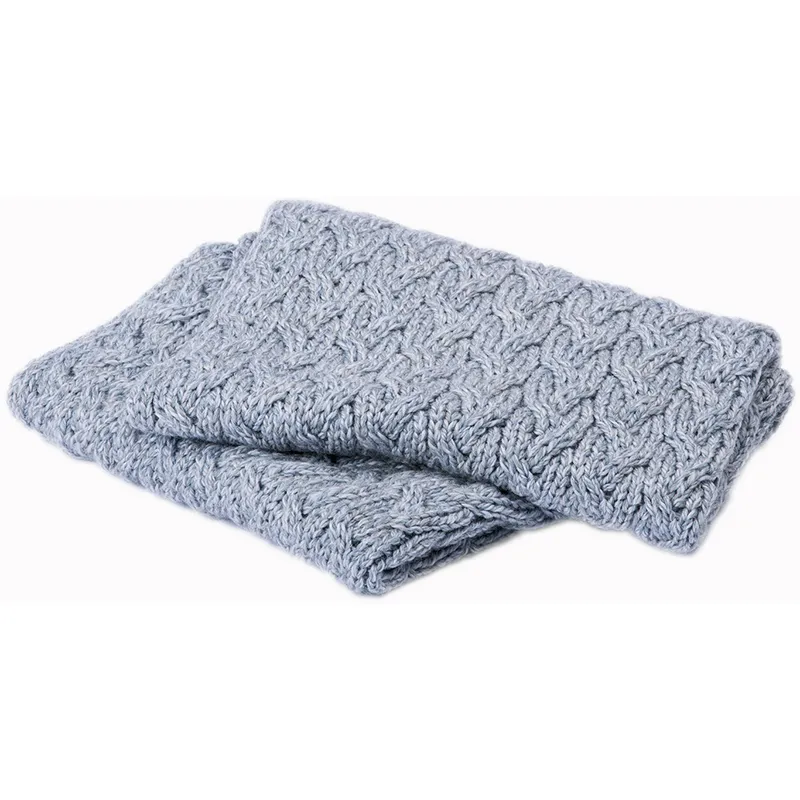 B30248 OCEAN GREY SuperSoft Merino Wool Men's Irish Loop Scarf Unfolded Gaelsong