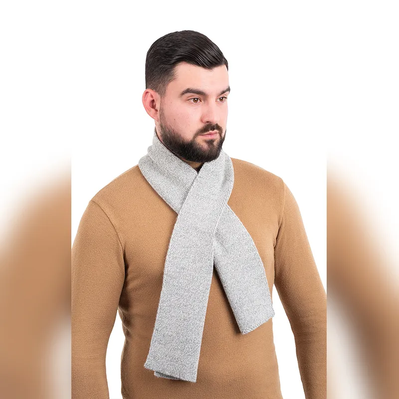 B30250 Color GREY Fishermen Style Mens Merino Scarf Shop online on Gaelsong