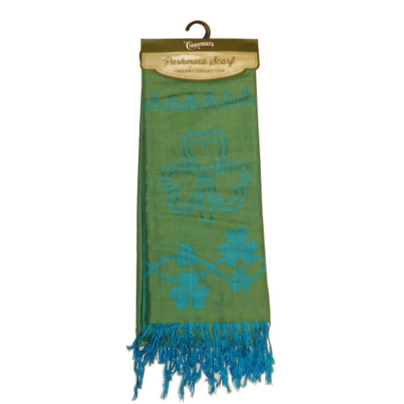 Silk Celtic Shamrock Designed Fringed Scarf Gaelsong