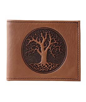 Celtic Tree of Life Men's Leather Wallet in Brown