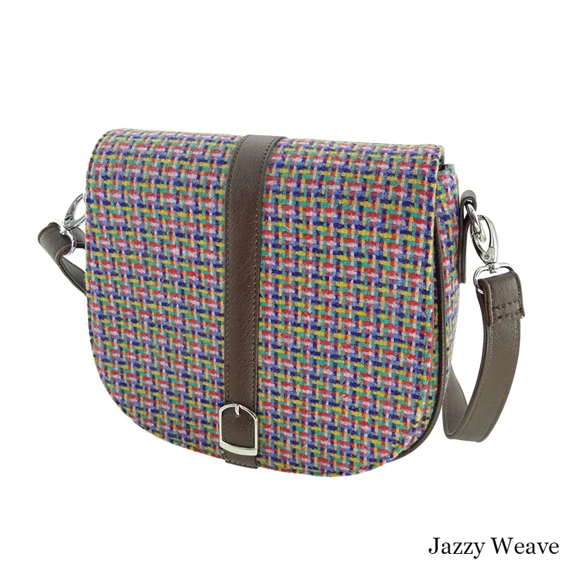 B40170 JAZZY WEAVE Colour Handwoven Harris Tweed Tartan Shoulder Bag Gaelsong