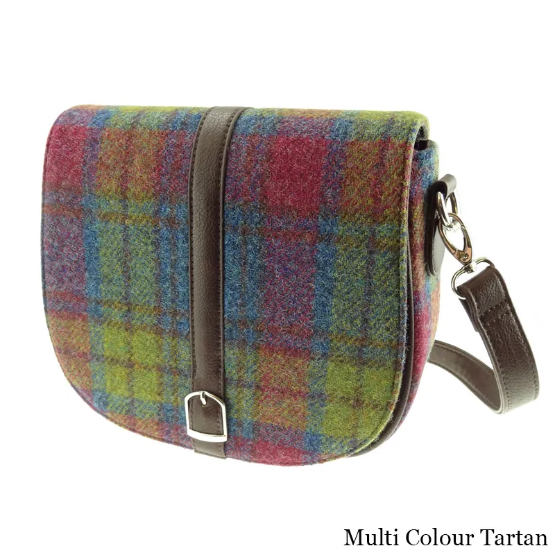 B40170 MULTICOLOUR Colour Handwoven Harris Tweed Tartan Shoulder Bag Gaelsong