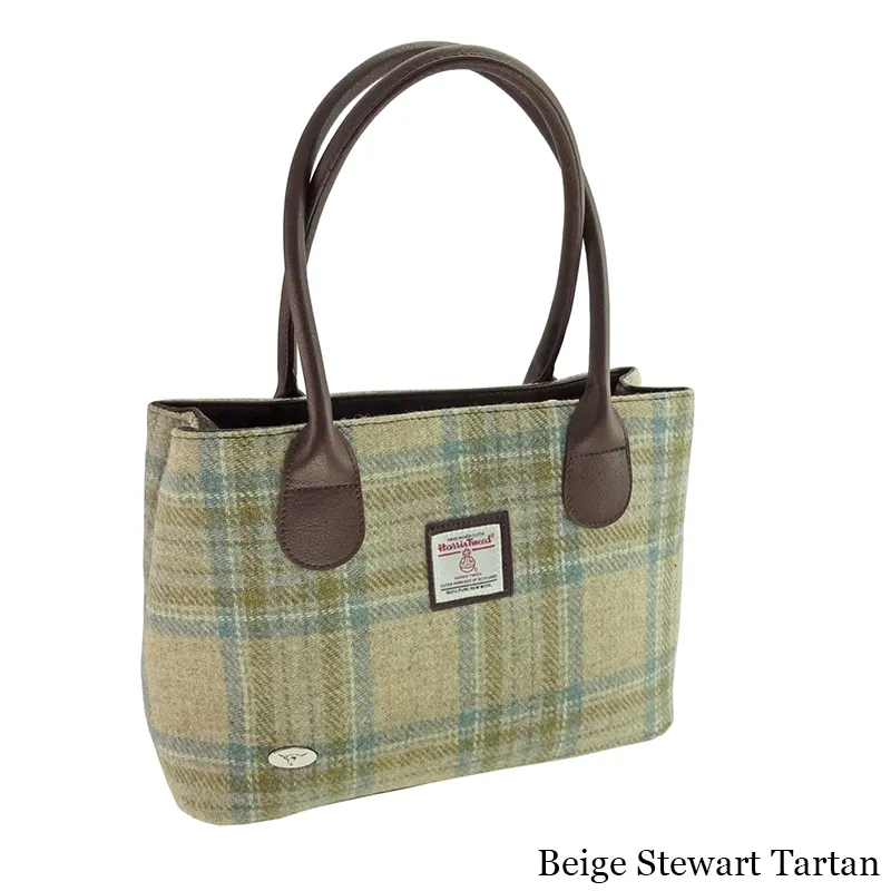 B40175 BEIGE Classic Harris Tweed Tartan Handbag  Gaelsong
