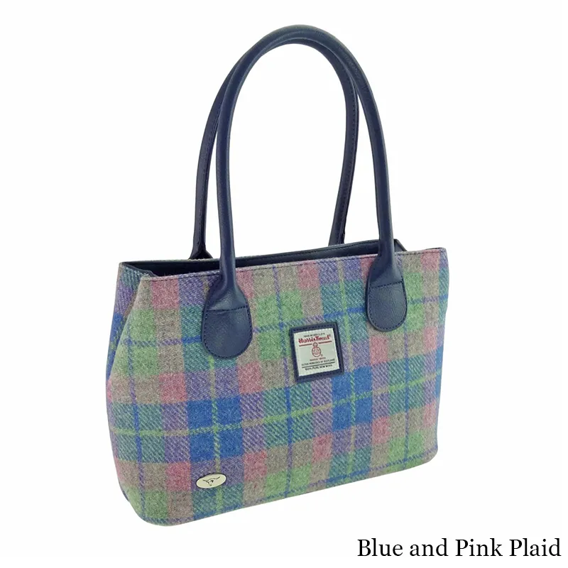 B40175 BLUE PINK Classic Harris Tweed Tartan Handbag  Gaelsong