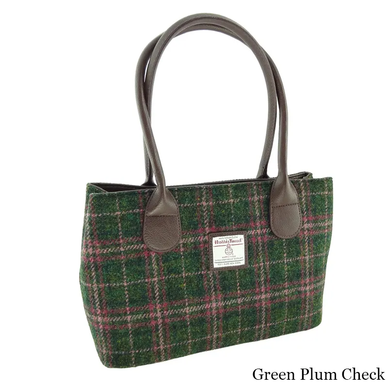 B40175 GREEN PLUM Colour Classic Harris Tweed Tartan Handbag  Gaelsong