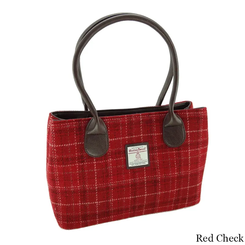 B40175 RED CHECK Colour Classic Harris Tweed Tartan Handbag  Gaelsong
