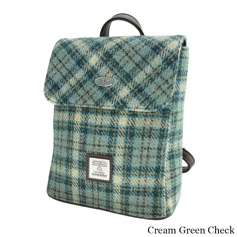 B40178 CREAM GREEN Colour Handwoven Harris Tweed Tummel Backpack Gaelsong