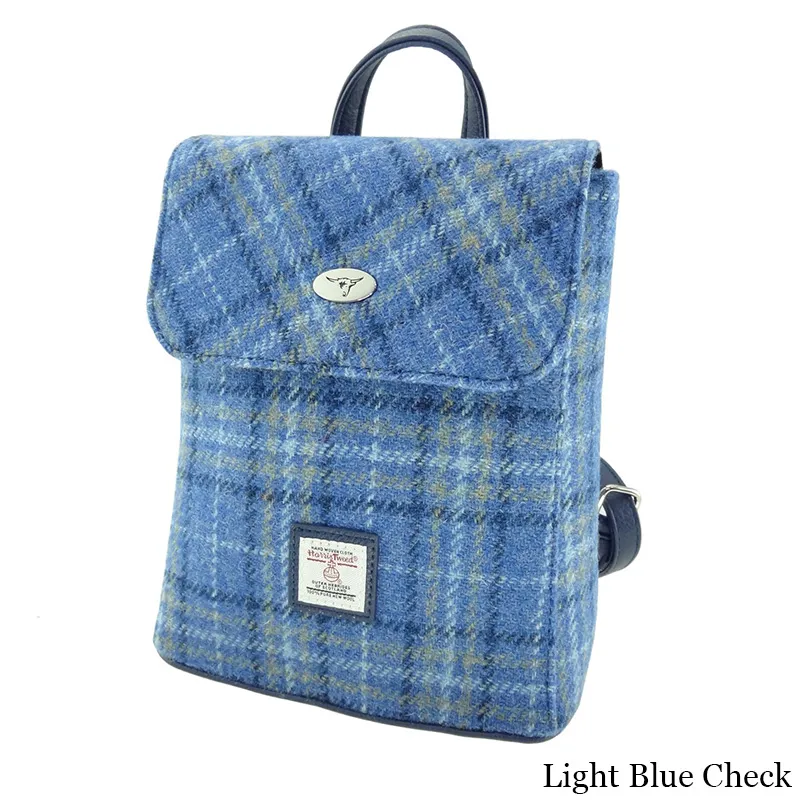 B40178 LIGHT BLUE Colour Handwoven Harris Tweed Tummel Backpack Gaelsong