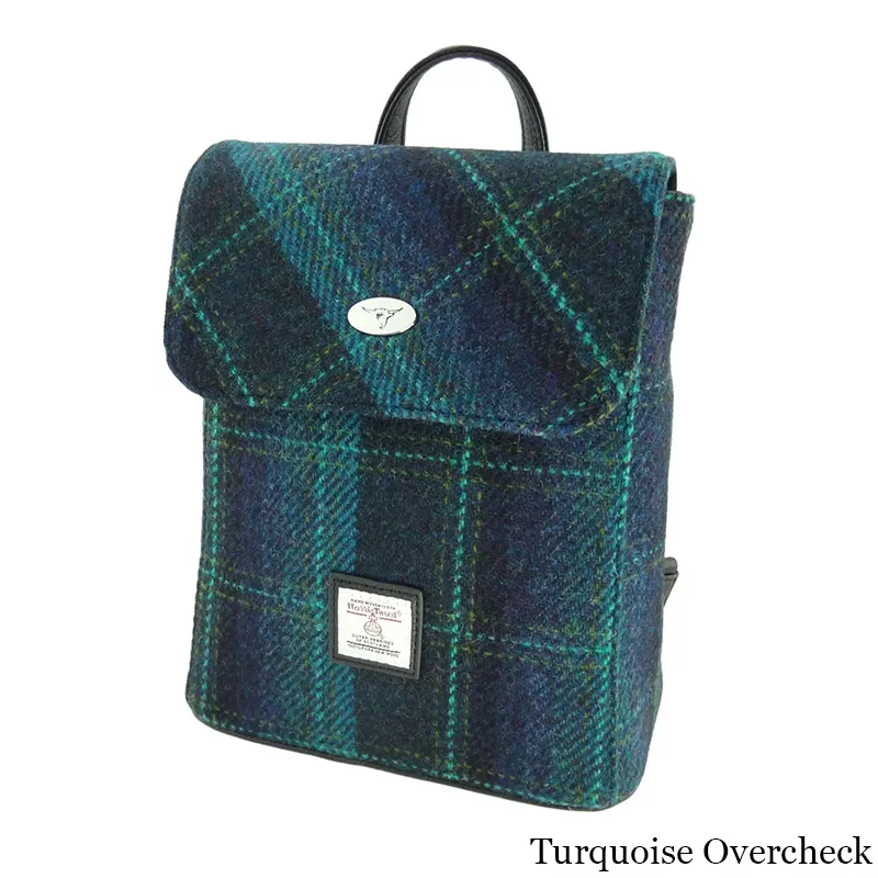 B40178 TURQUOISE Colour Handwoven Harris Tweed Tummel Backpack Gaelsong