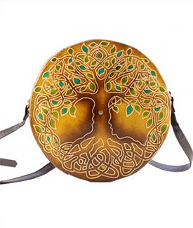 Tree of Life Round Leather Purse