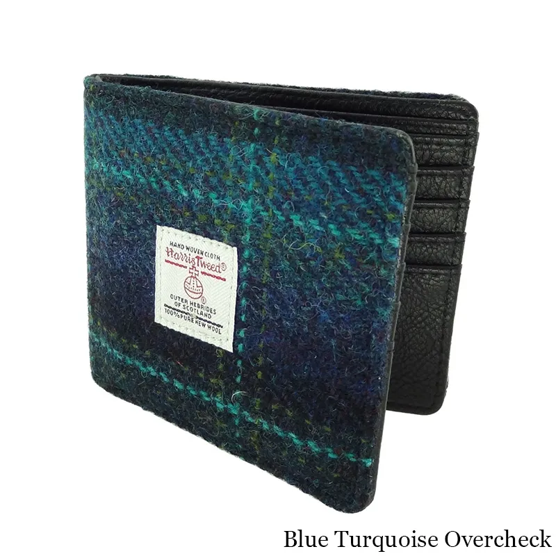 B40188 TURQUOISE Colour Men's Scottish Tartan Harris Tweed Wallet  Gaelsong