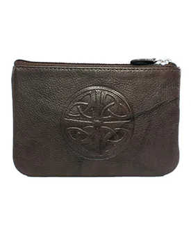 Brown Leather Celtic Cross Coin Purse