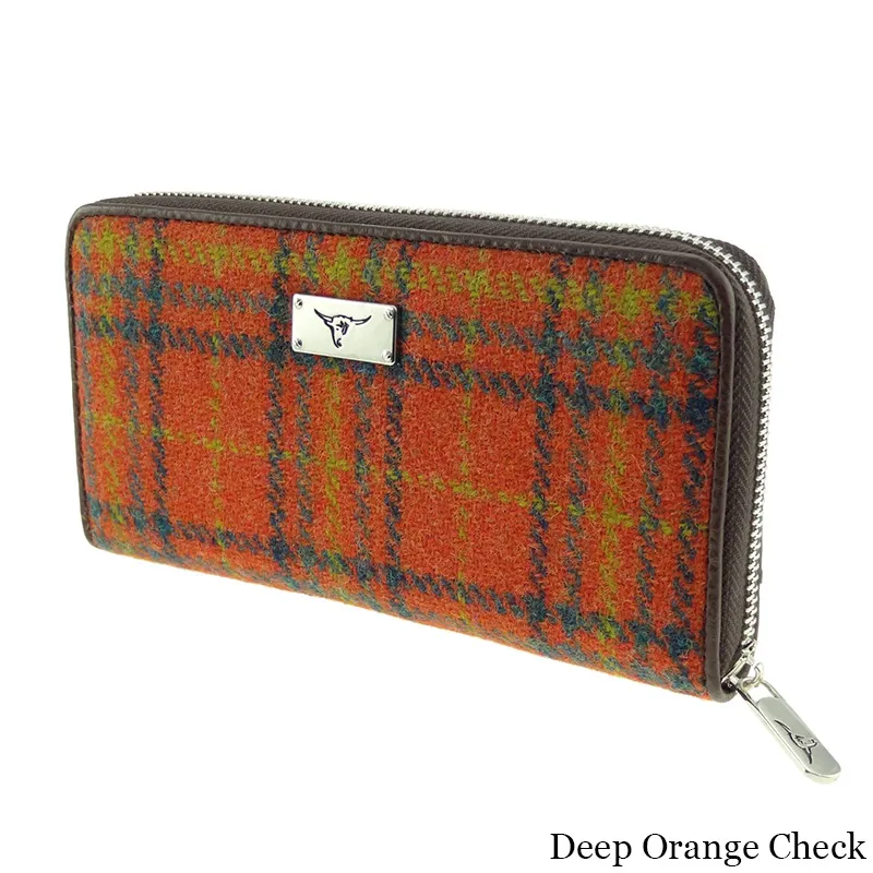B40195 DEEP ORANGE Colour Women Handwoven Harris Tweed Zip Wallet Gaelsong