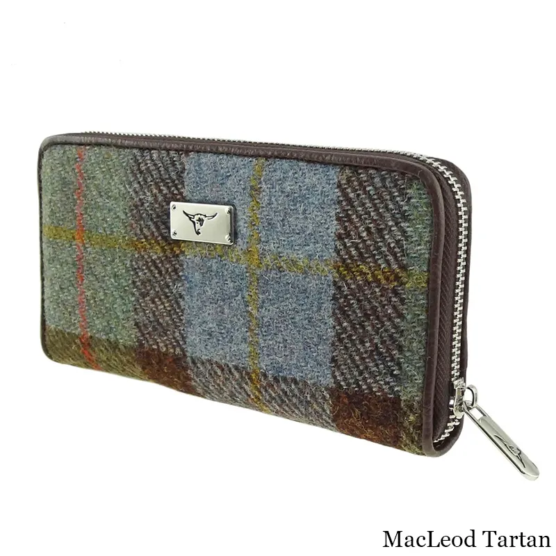 B40195 MACLEOD Colour Women Handwoven Harris Tweed Zip Wallet Gaelsong
