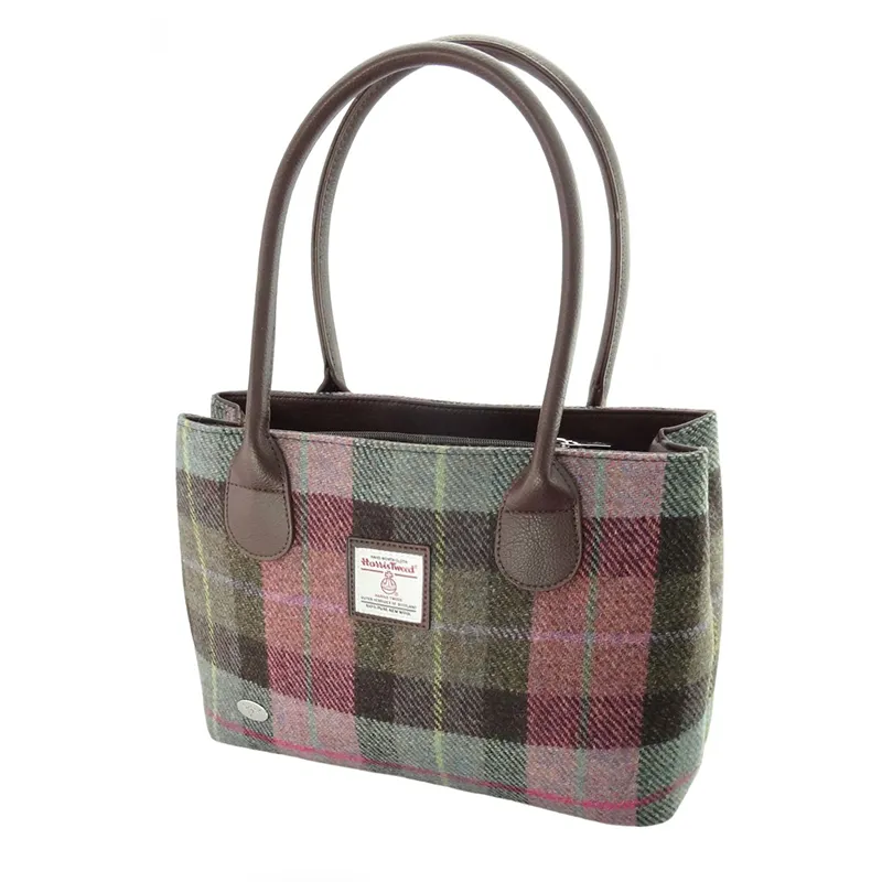 Authentic Harris Tweed Handbag - Green/Purple Tartan