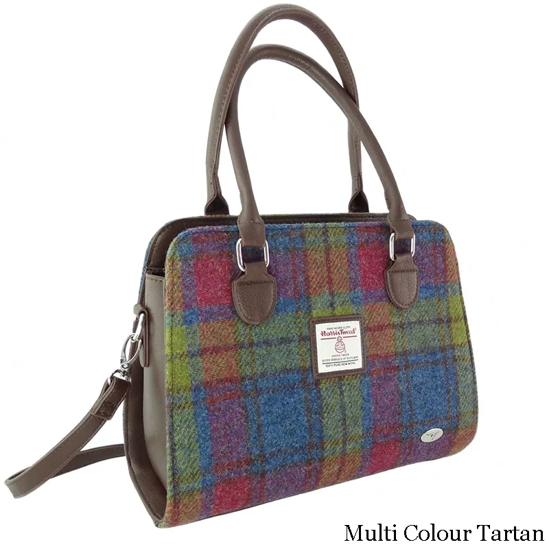 B40217 Harris Tweed Midi Handbag - Multi Colour Tartan Gaelsong