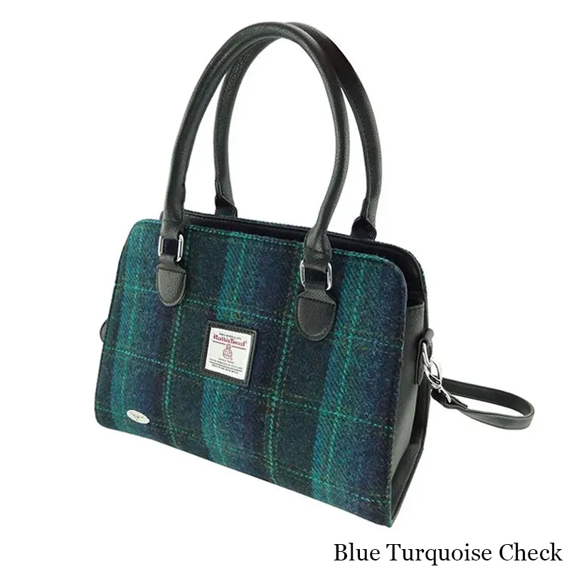 B40217 TURQUOISE TARTAN Colour Harris Tweed Midi Tartan Handbag Gaelsong