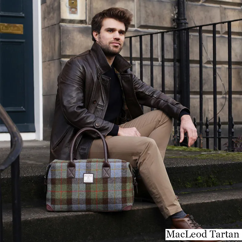 B40223 Handmade Harris Tweed Overnight Bag - Macleod Tartan Lifestyle Gaelsong