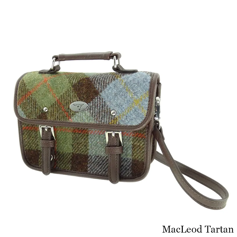 B40233 MACLEOD Colour Handwoven Harris Tweed Mini Satchel Gaelsong