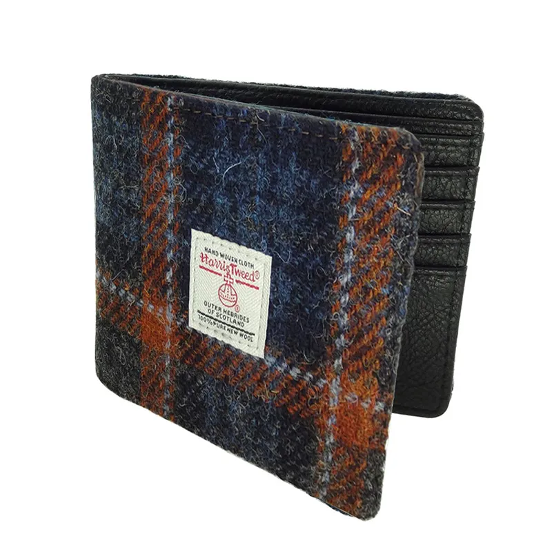 Authentic Harris Tweed Men's Wallet - Rust Overcheck