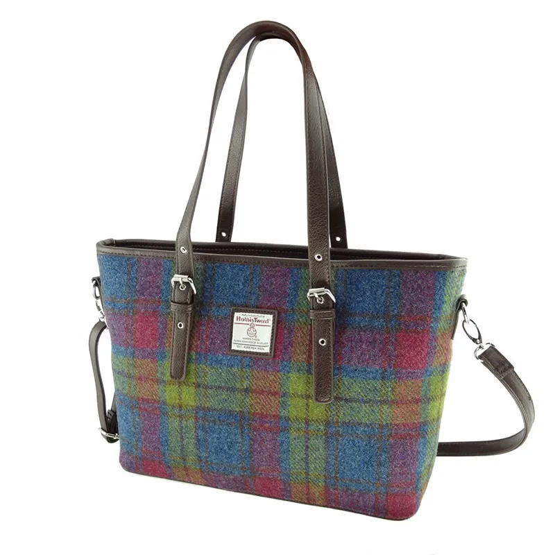 Handmade Harris Tweed Large Tote Bag - Spring Check