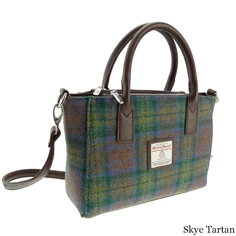 B40242 SKYE TARTAN Colour Small Tartan Harris Tweed Tote Bag Gaelsong