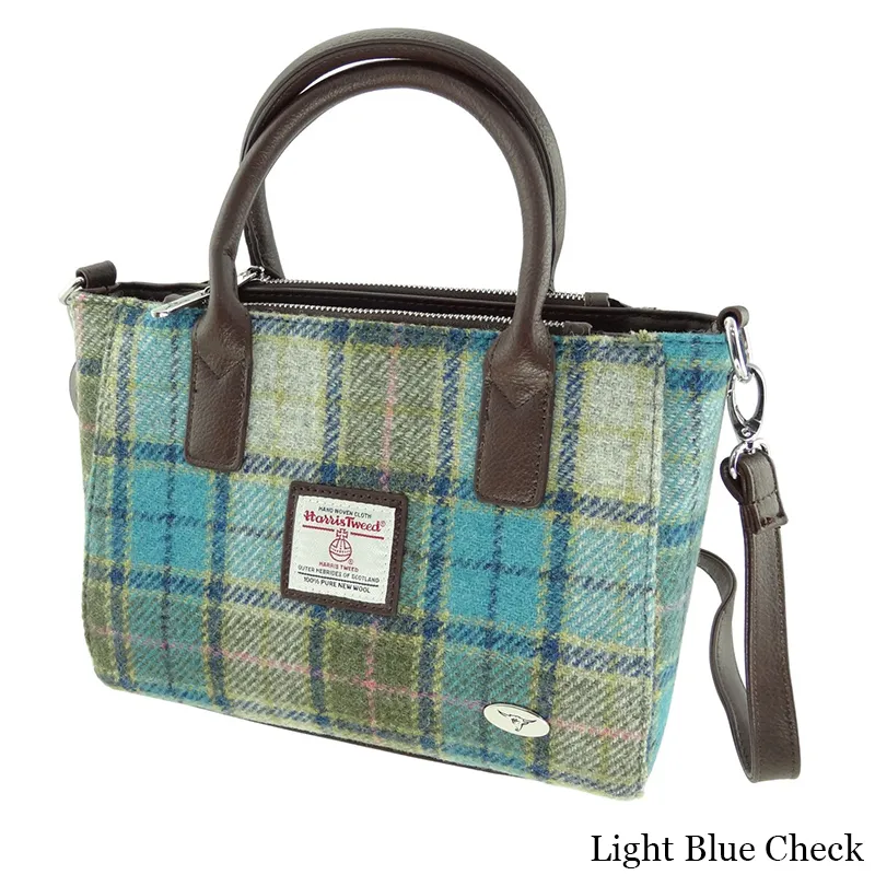 B40242 Color LIGHT BLUE CHECK Small Harris Tweed Tote Gaelsong