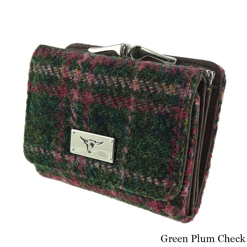 B40246 GREEN PLUM Colour Small Harris Tweed Purse Gaelsong