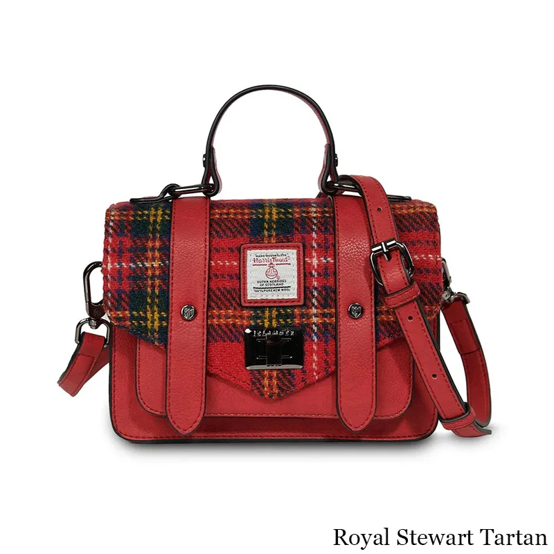 B40248 ROYAL STEWART Colour Handwoven Harris Tweed Satchel  Gaelsong