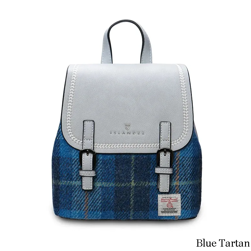 B40249 BLUE TARTAN Mini Harris Tweed Jura Backpack Gaelsong