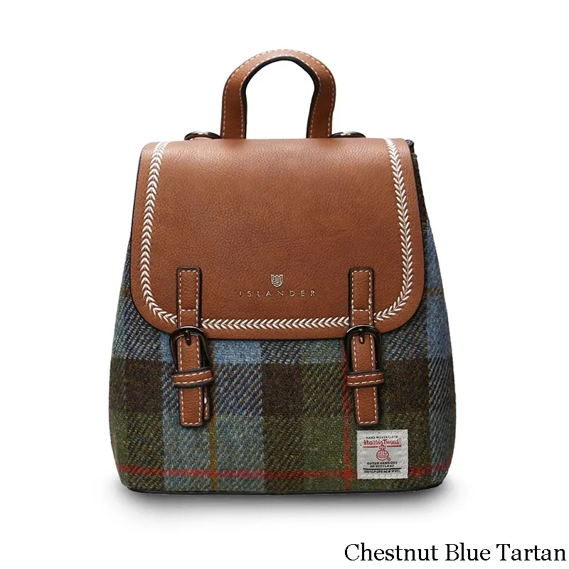B40249 CHESTNUT HERRINGBONE Mini Harris Tweed Jura Backpack Gaelsong