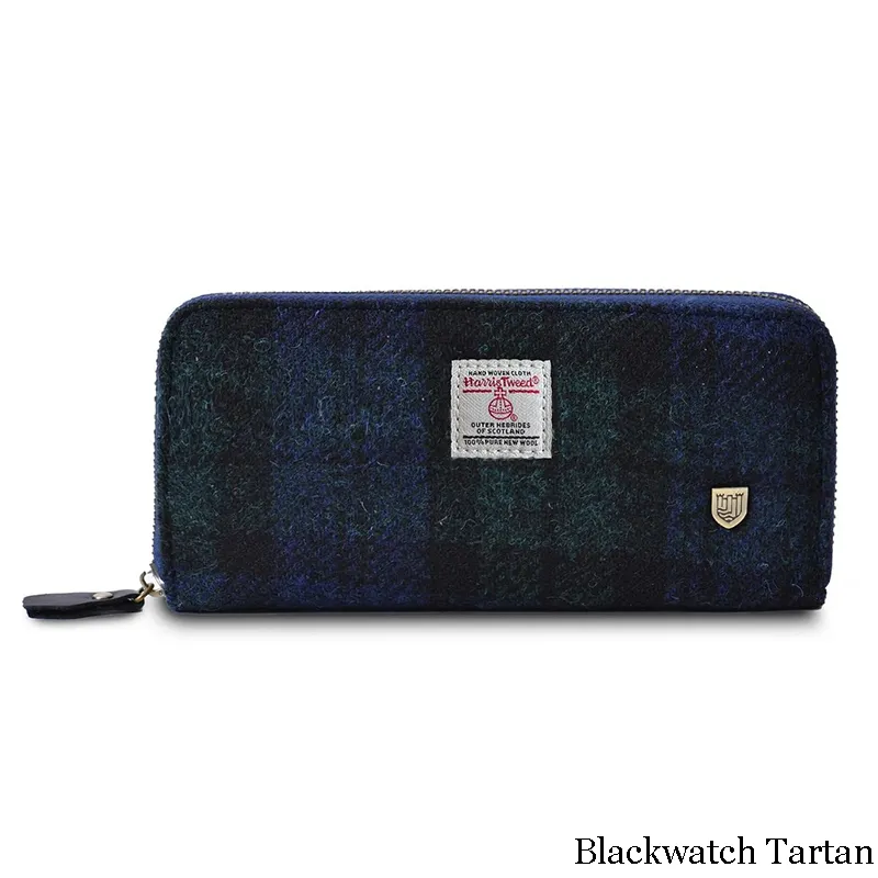 B40250 BLACKWATCH Colour Handmade Harris Tweed Long Zip Purse Gaelsong