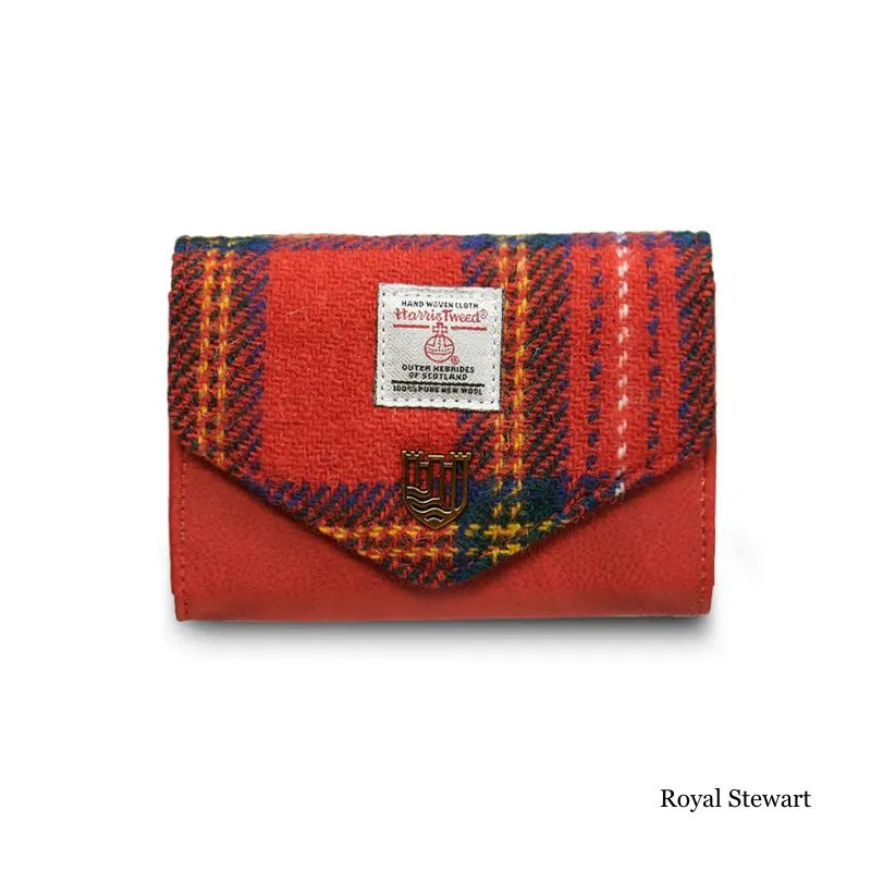 B40251 Handwoven Small Women's Harris Tweed Wallet Royal Stewart Gaelsong